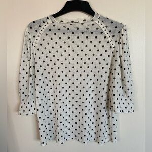 Zara Black and ivory Polka Dot Blouse with ruffles size medium